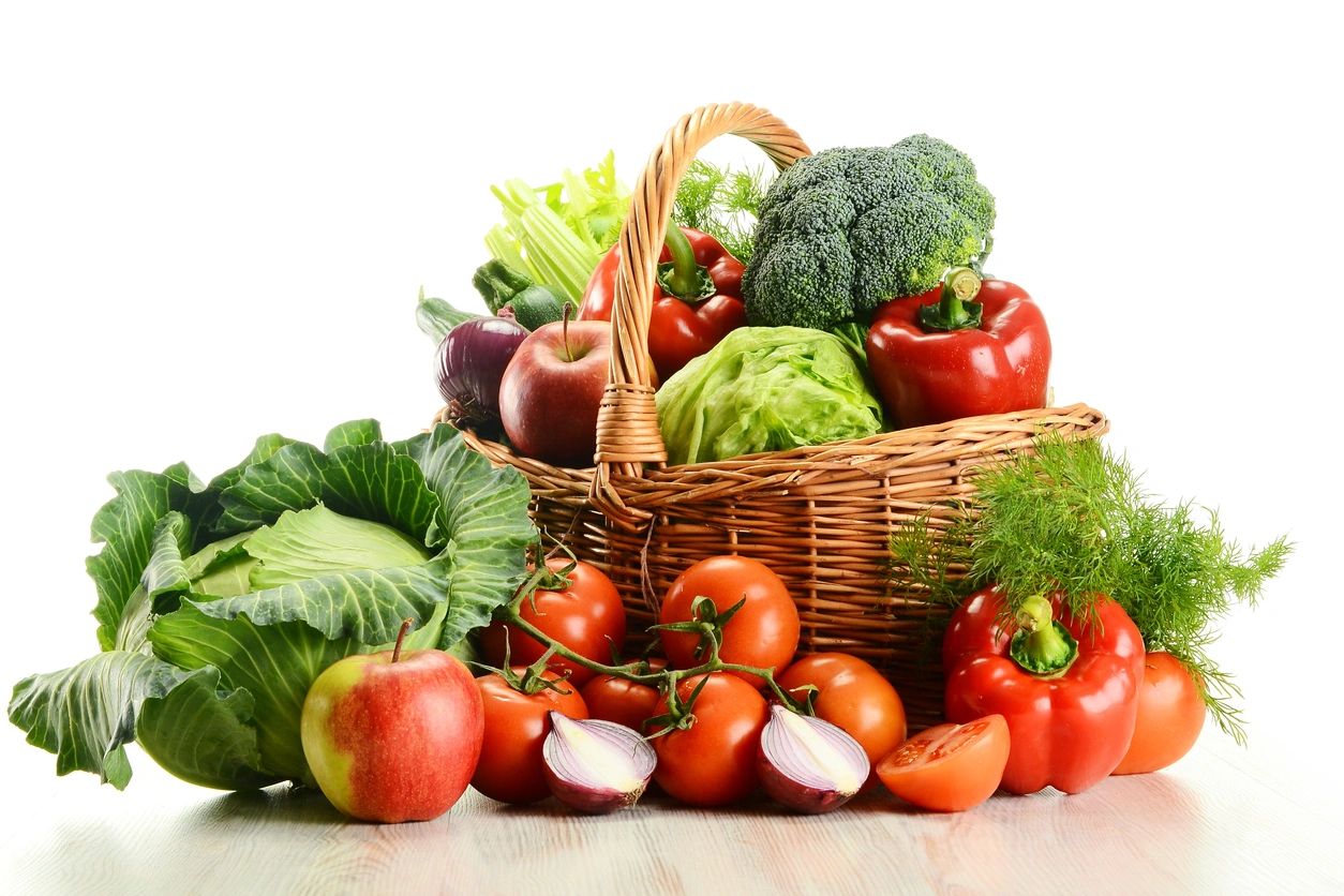 A basket of fresh vegetables on the table